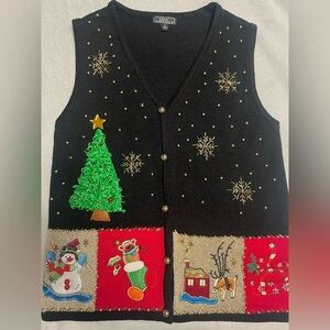 Lisa International Christmas Sweater Vest‎ Woman’s Small